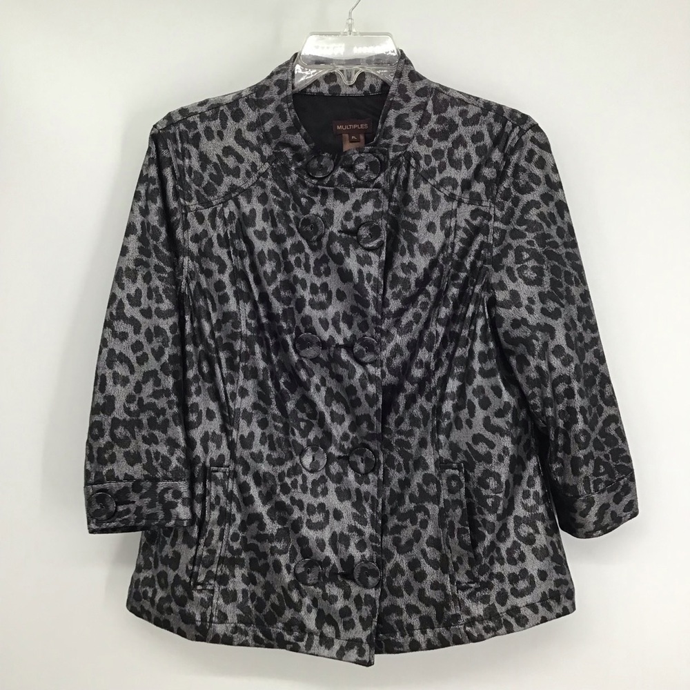 Multiples Leopard Print Shiny 3/4 Sleeve Double B… - image 1